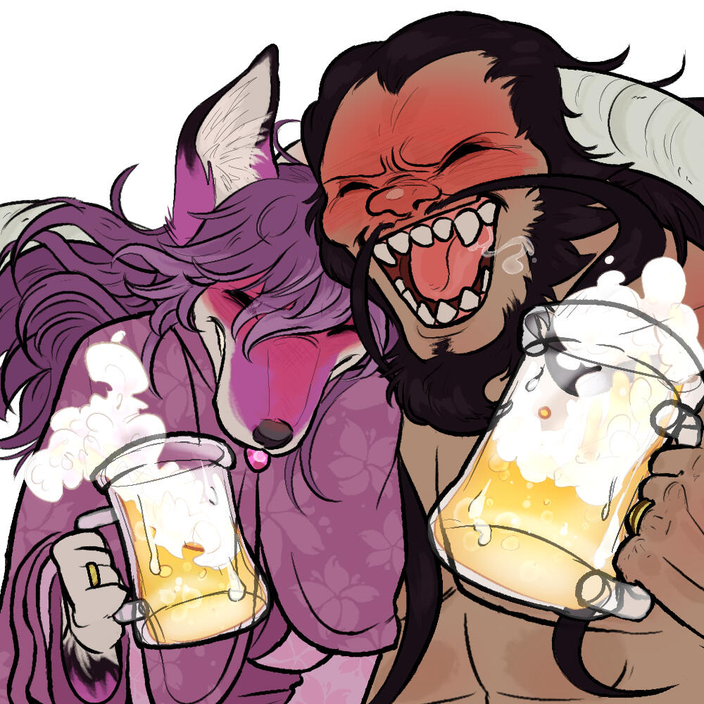Two characters, flatcolor halfbody