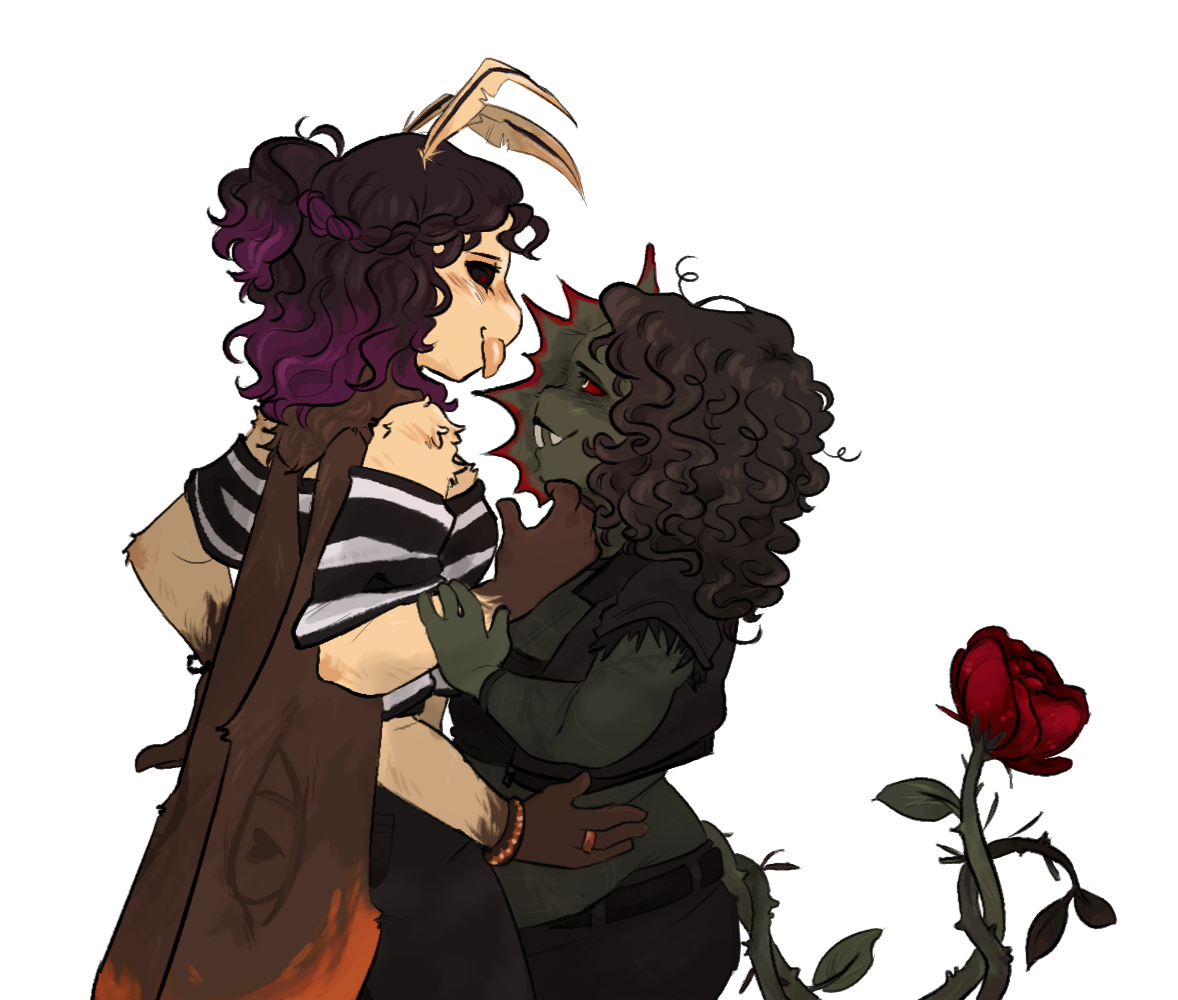 Two characters, flatcolor halfbody